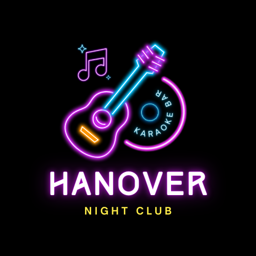purple yellow and blue neon style night club logo